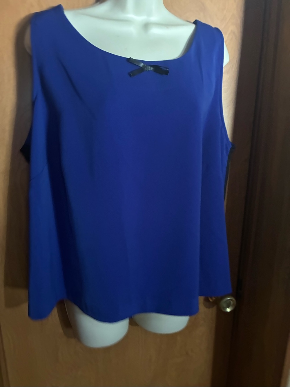 Sleeveless Royal Blue Women's Shell Top with Bow Detail